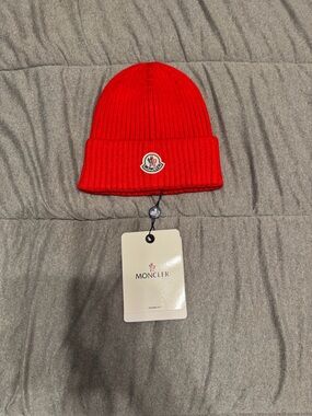 Moncler Wool and Cashmere Red Beanie